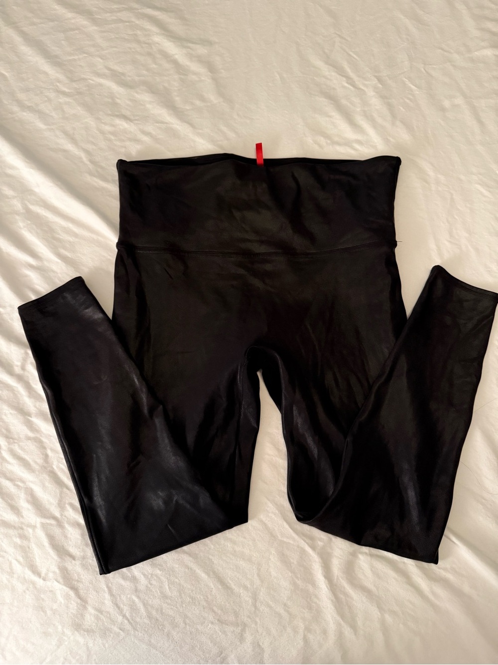 SPANX Black High-Waist Faux Leather Leggings